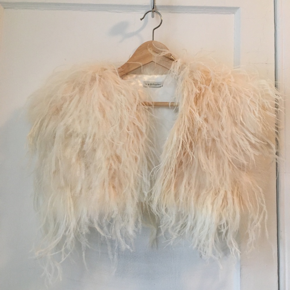 SOLD Bhldn Ostrich feather shrug jacket